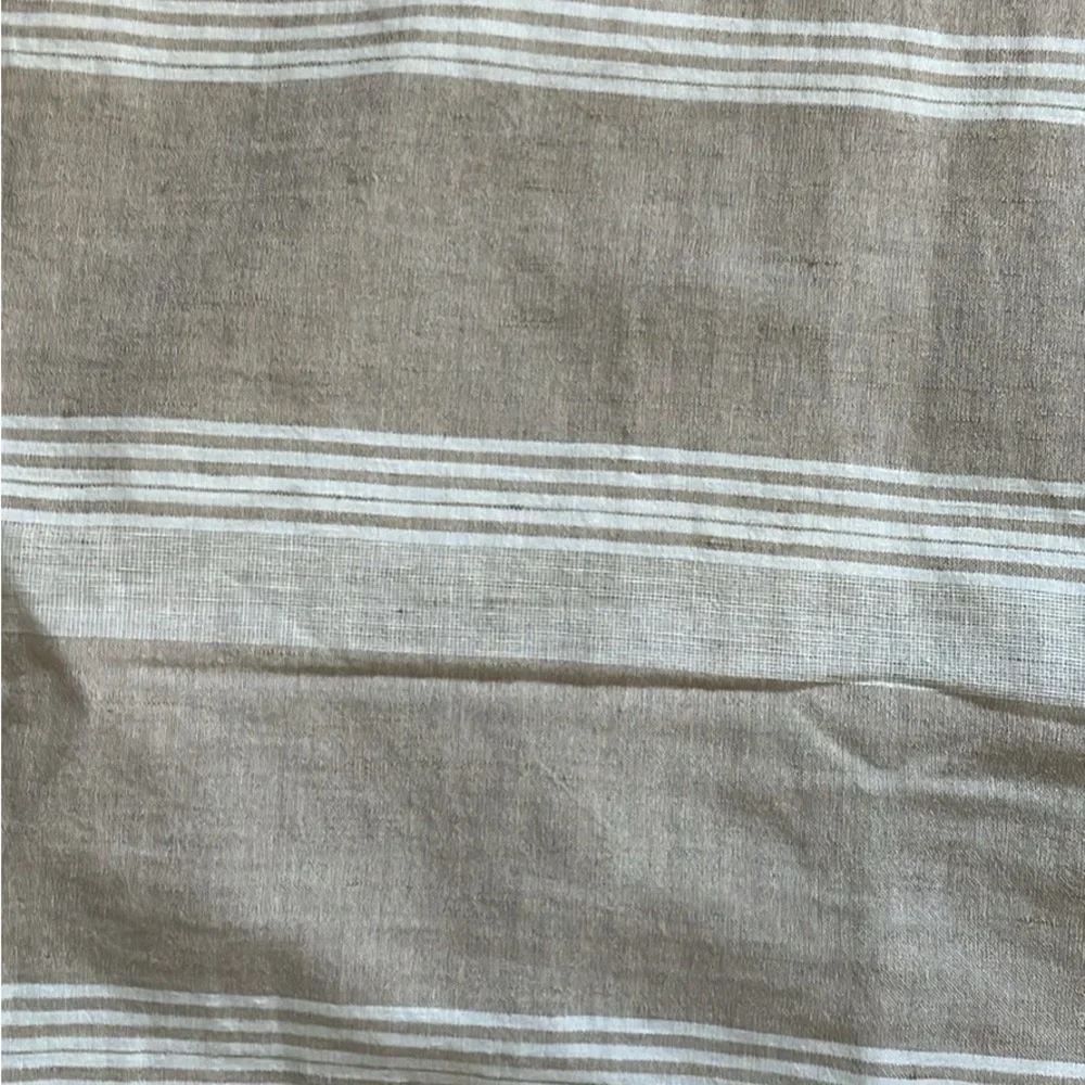 Striped Linen Pillow Cover with zipper in Beige and White Stripe 24x24